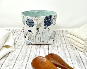 Fabric basket, reversible storage basket, kitchen and bathroom organizer