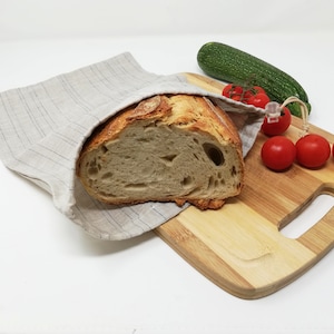 Bread bag linen, drawstring reusable bag