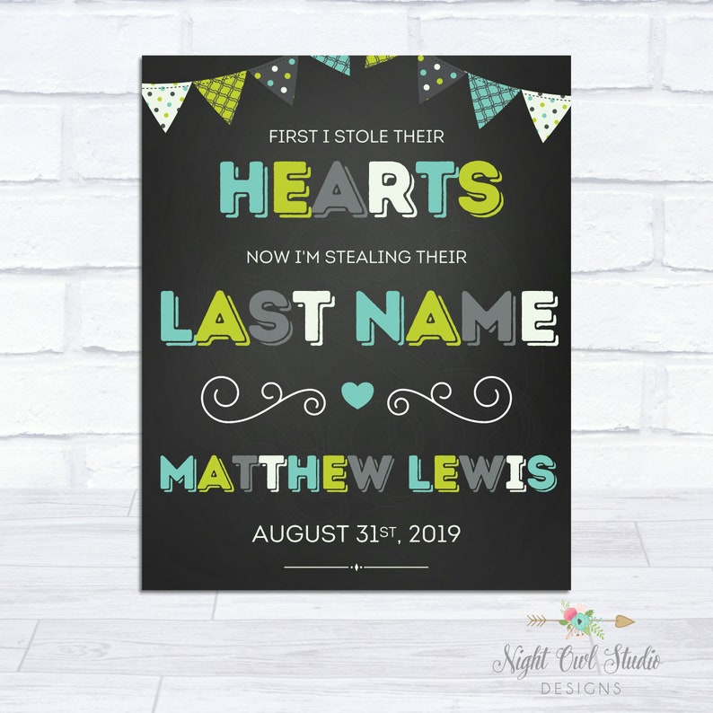 Girl Adoption Day Sign Photo Prop Adoption Day Sign Stole Heart Adoption Sign Chalkboard Sign Announcement Printable Adoption Sign