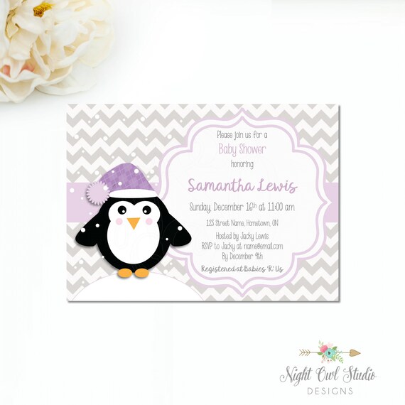 penguin baby shower invitations