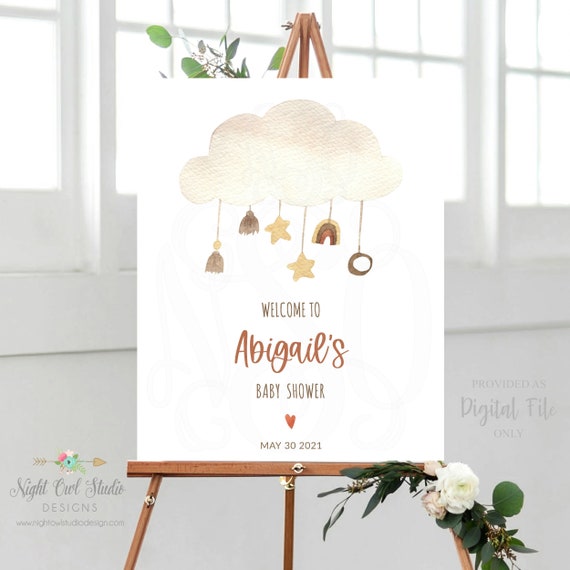 Boho Baby Shower Welcome Sign, Rainbow Baby Shower, Boho Rainbow Sign, Editable Welcome Sign, Printable Il_570xn