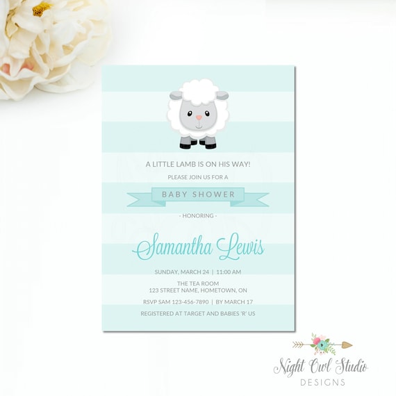 lamb baby shower invitations