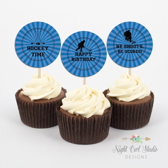 Hockey Cupcake Toppers Hockey Birthday Hockey Party Hockey