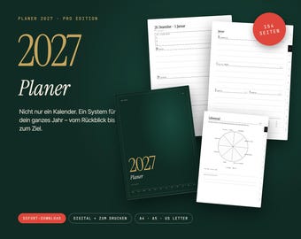 2027 Planner Pro | Digital & Printable | Hyperlinked Weekly Planner Letter A4 | Goals, Wheel of Life, Year Review | GoodNotes PDF