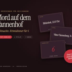 Christmas Murder Mystery Game Printable | Murder at Tannenhof Lodge | Dinner Party Game for 6 Players | Holiday Party PDF