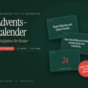 Advent Calendar Activities for Kids Printable | 24 Christmas Countdown Cards | Family Advent Ideas | Instant Download PDF