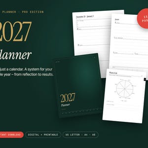 2027 Planner Pro | Digital & Printable | Hyperlinked Weekly Planner Letter A4 | Goals, Wheel of Life, Year Review | GoodNotes PDF image 8