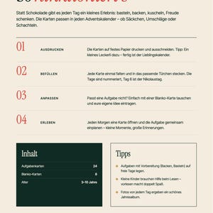 Adventskalender Aufgaben für Kinder zum Ausdrucken | 24 Karten Erlebnis-Adventskalender | Ideen ohne Süßigkeiten | PDF Bild 5