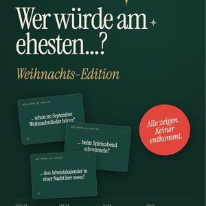 Wer würde am ehesten Weihnachten | 64 Karten zum Ausdrucken | Partyspiel für Familie & Freunde | Weihnachtsspiel PDF Bild 4