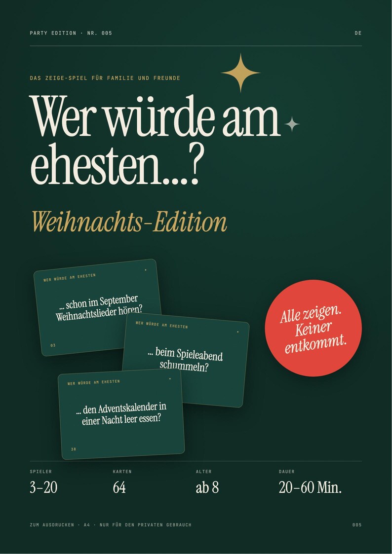 Wer würde am ehesten Weihnachten | 64 Karten zum Ausdrucken | Partyspiel für Familie & Freunde | Weihnachtsspiel PDF Bild 4