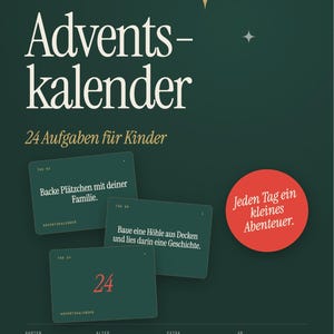 Adventskalender Aufgaben für Kinder zum Ausdrucken | 24 Karten Erlebnis-Adventskalender | Ideen ohne Süßigkeiten | PDF Bild 2