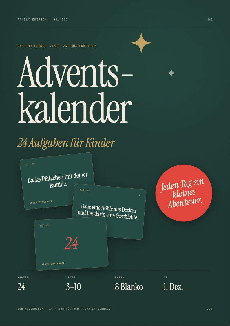 Adventskalender Aufgaben für Kinder zum Ausdrucken | 24 Karten Erlebnis-Adventskalender | Ideen ohne Süßigkeiten | PDF Bild 2