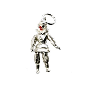 Sterling Silver Movable Pierrot Clown Charm, Circus Pendant