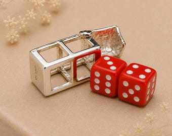 Sterling Silver Dice Charm, Opening Case, Gambling Charm - Etsy