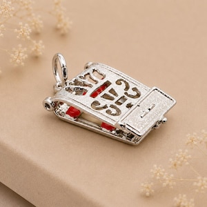 Sterling Silver Opening Enamel Highlighted Vintage Matchbook Charm