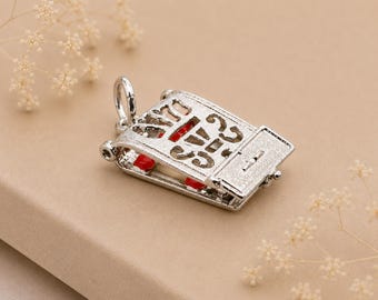 Sterling Silver Opening Enamel Highlighted Vintage Matchbook Charm