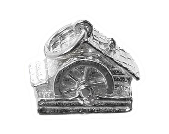 Sterling Silver Movable Welsh Watermill Charm For Bracelets, Charm For Necklace, Welsh Charm, Welsh Watermill Pendant, Vintaged Charm