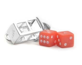 Sterling Silver  Dice Charm, Opening Case, Gambling Charm