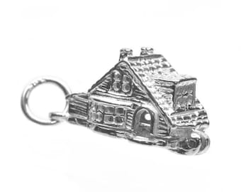 Sterling Silver Opening Country House Charm For Bracelets, Charm For Necklace, New Home Charm, Home Pendant,Gift For Her,Vintaged Charm