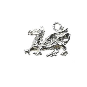 Sterling Silver Small Welsh Dragon Charm, Traditional Theme
