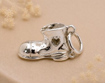 Colgante de bota de boda de plata de ley, Recién casados, recuerdo de apertura
