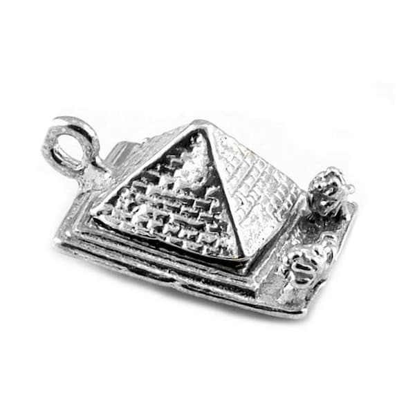 Sterling Silver Opening Pyramid Of Giza Charm For Bracelets, Charm For Necklace, Holiday Charm, Pyramid Pendant, Vintaged Charm
