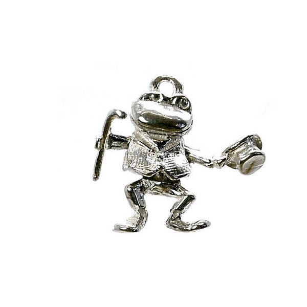 Sterling Silver Movable Toad From Toad Hall Charm For Bracelets, Charms For Necklace, Storybook Charm, Child's Silver Charm, Vintaged Charm