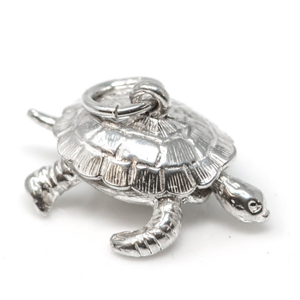 Breloque tortue mobile en argent sterling pour bracelets, breloque pour collier, pendentif tortue, breloque tortue pour animal de compagnie, breloque reptile, breloque vintage