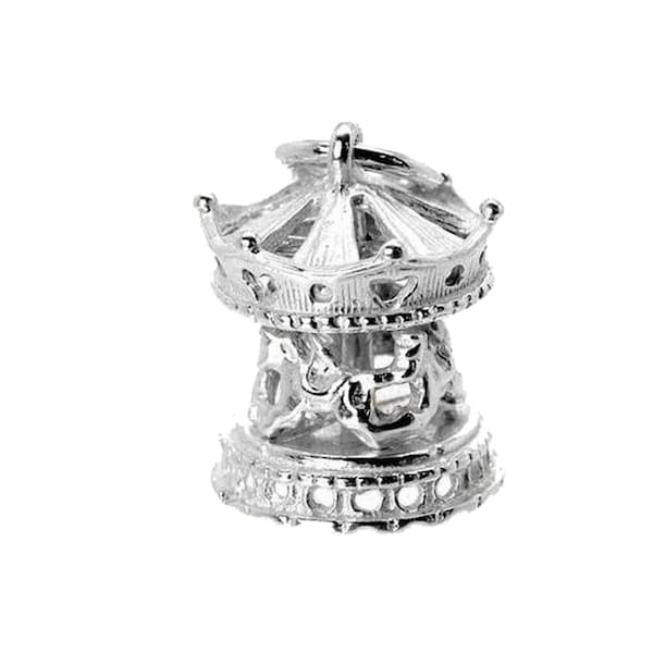 Breloque carrousel mobile en argent sterling pour bracelets, breloque pour collier, breloque foraine, breloque enfant, pendentif carrousel, breloque vintage