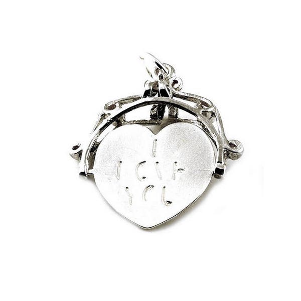 Grand porte-bonheur je t'aime en argent sterling pour bracelets, breloque pour collier, cadeau pour elle, breloque traditionnel, pendentif Je t'aime