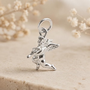 Sterling Silver Cherub Playing Violin Charm,  Love Charm