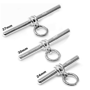 Sterling Silver Solid T Bar For Pocket Watch Albert Chain 24mm 30mm 37mm, T-Bar Necklace,T-Bar Bracelet,T-Bar Jewellery,Jewellery Components