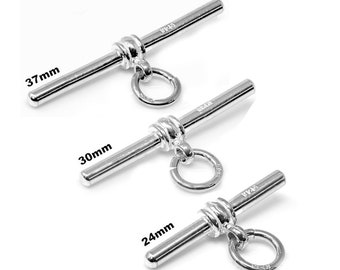Sterling Silver Solid T Bar for Pocket Watch Albert Chain 24mm