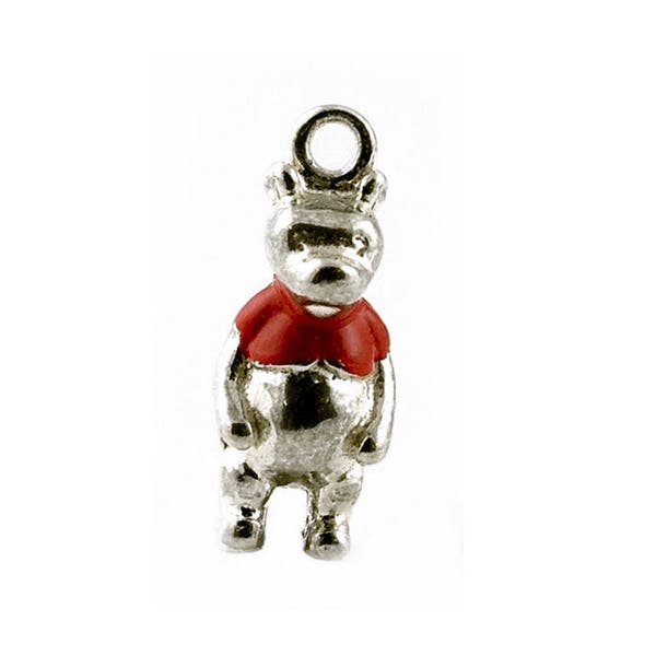 Sterling Silver Storybook Winnie The Pooh Charm For Bracelets, Gifts For Her, Traditional Old English Charms, Enamelled Charm, Childs Charm