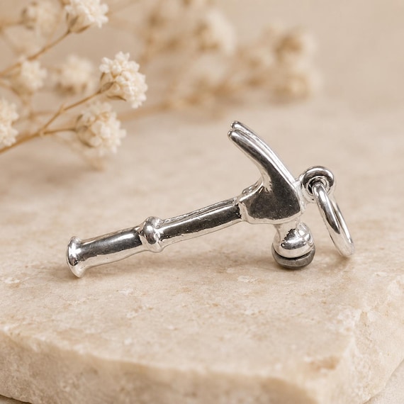 Sterling Silver Hammer Charm, Hobby Tool Gift