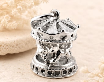 Sterling Silver Moving Carousel Charm, Fairground Charm