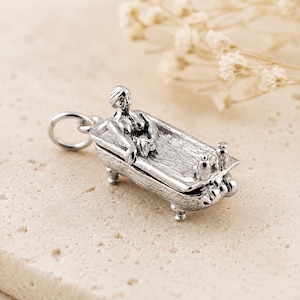Sterling Silver Opening Lady In Bath  Charm, Quirky Charm