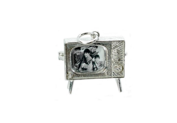 Sterling Silver Opening Beatles TV Set Charm For Bracelets,Gift Idea Charm, Memorabilia Charm, Beatles Fan Club Charm, Souvenir Charm