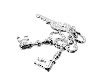 Sterling Silver Keys To My Heart Charm, Necklace/Bracelet