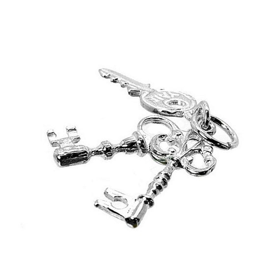 Sterling Silver Keys To My Heart Charm For Bracelets, Charm For Necklace, Valentine's Day, Moving House Charm, New Home Charm,Vintaged Charm