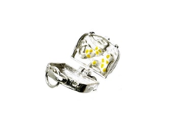 Sterling Silver Suitcase Charm, Yellow Polka Dot Bikini, Travel Charm