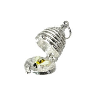 Sterling Silver Opening Beehive Charm, Bumble Bee Inside