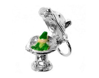 Sterling Silver Opening Toadstool Charm For Bracelets, Charm For Necklace, Irish Charm, Pixie Charm, Enamelled Charm, Vintaged Charm