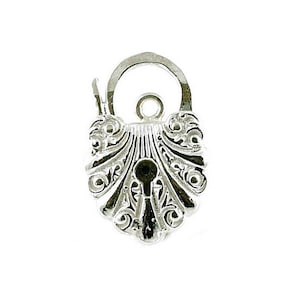 Sterling Silver Fancy Carved Padlock For Bracelets, Carved Padlock For Necklace, Fancy Padlock, Bracelet Padlock, Necklace Padlock