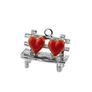 Sterling Silver Love Hearts On A Park Bench Charm For Bracelets, Charm For Necklace, Valentine's Day Charm, Wedding Charm,Love Heart Pendant