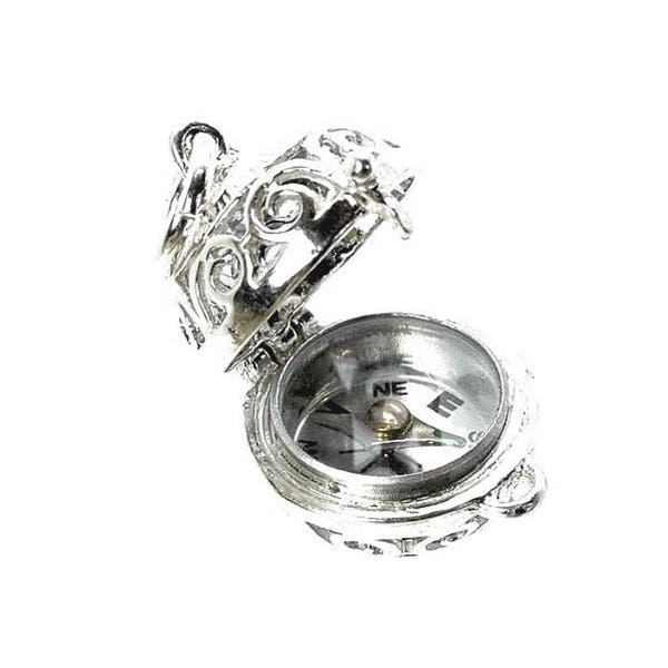 Sterling Silver Opening Compass Orb Fob Charm For Bracelets, Working Compass,Compass Jewellery Compass Pendant,Rare Charm,Watch Fob Compass