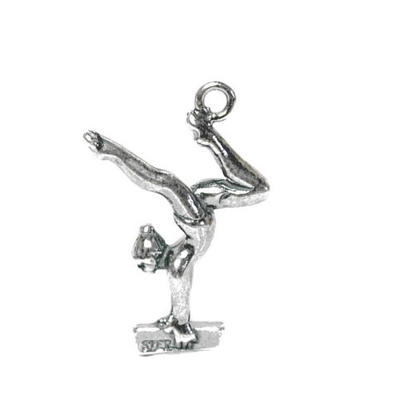 Sterling Silver Gymnast Charm For Bracelets, Gift For Her, Hobby Charm, Sport Charm, Vintaged Charm, Charms For Necklace, Old English Charm