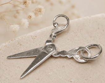 Movable Sterling Small Silver Scissor Charm, Hairdresser Gift