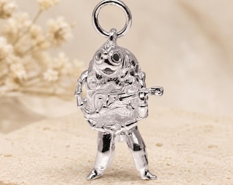 Sterling Silver Beatles Charm With Moving Guitar, Beatles Memorabilia