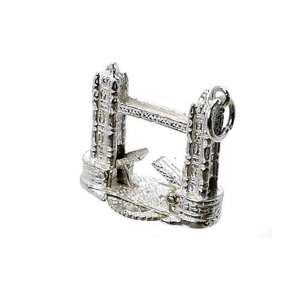 Grande ouverture Tower Bridge en argent sterling pour bracelets, breloque pour collier, breloque de Londres, breloque souvenir, breloque de vacances, breloque touristique